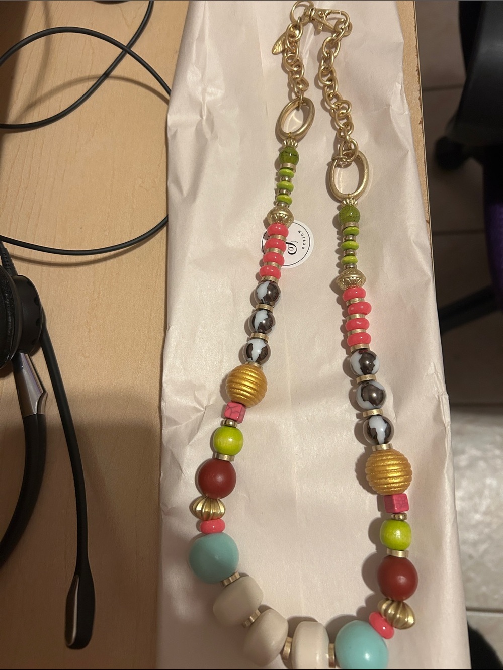 Plunder Multicolor Beaded Necklace with Gold Accents